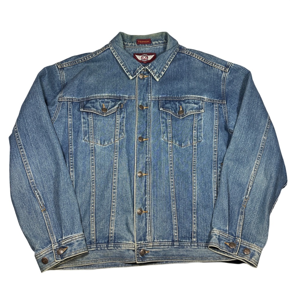 Denim Gear DG Vintage Mens XL Trucker Jacket Blue Denim RN 95300 Made in HK